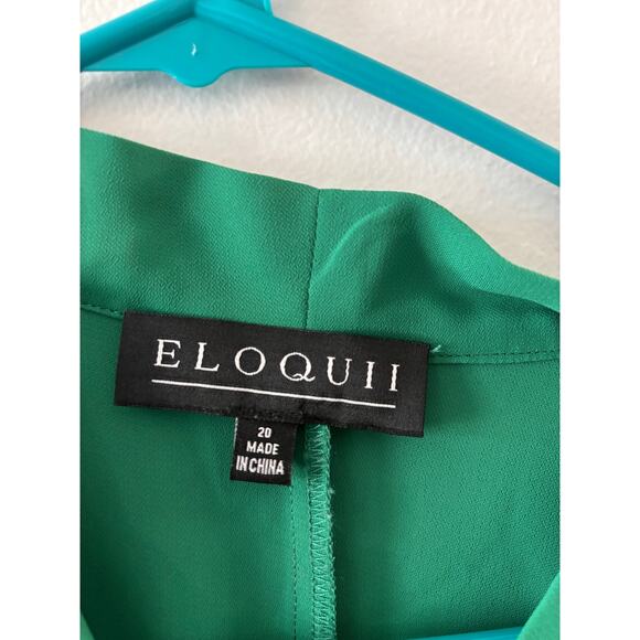 Eloquii Womens Bow Tie Blouse Size 20 Kelly Green Chiffon Office Career Workwear - Picture 3 of 5